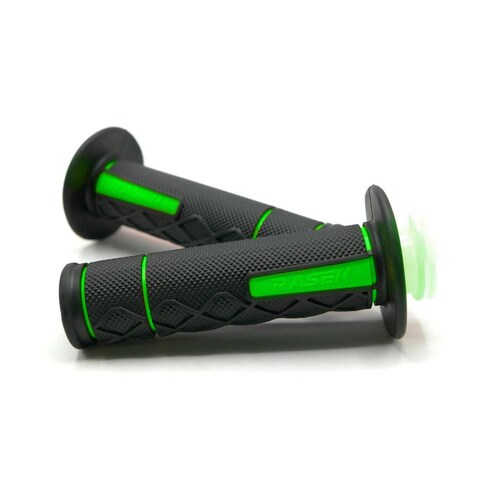 Puños Para Moto Rasen De Caucho Doble Agarre Verde Universal