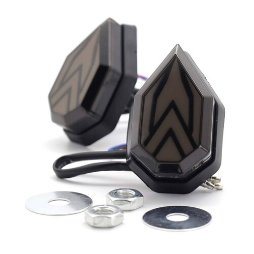 Direccionales Para Moto Rasen Led Secuencial Tipo Doble Flecha Universal Rojo