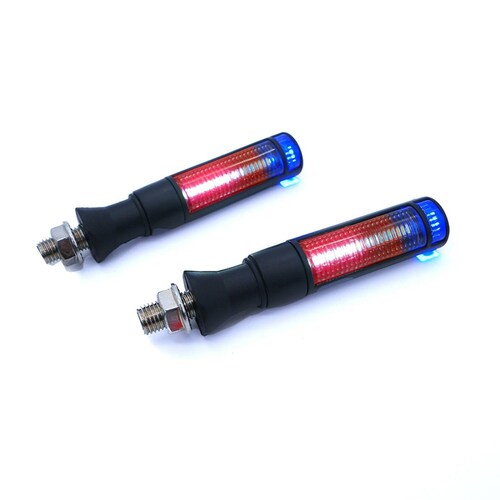 Direccionales Para Moto Rasen Led Secuencial Tipo Barril Universal  Rojo