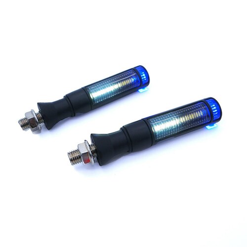 Direccionales Para Moto Rasen Led Secuencial Tipo Barril Universal  Amarillo
