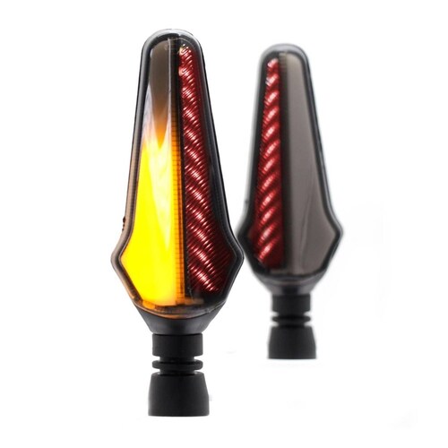 Direccionales Para Moto Rasen Led Secuencial Tipo Rayas Universal  Rojo