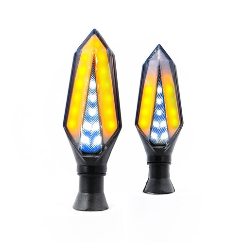 Direccionales Para Moto Rasen Led Secuencial Tipo Hexagonal Universal  Azul