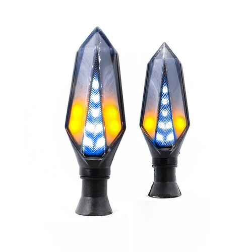Direccionales Para Moto Rasen Led Secuencial Tipo Hexagonal Universal  Azul