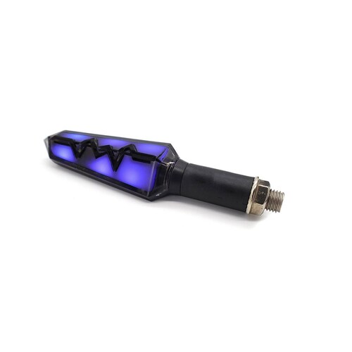 Direccionales Para Moto Rasen Led Mini Tipo Rayo Secuencial Universal Azul
