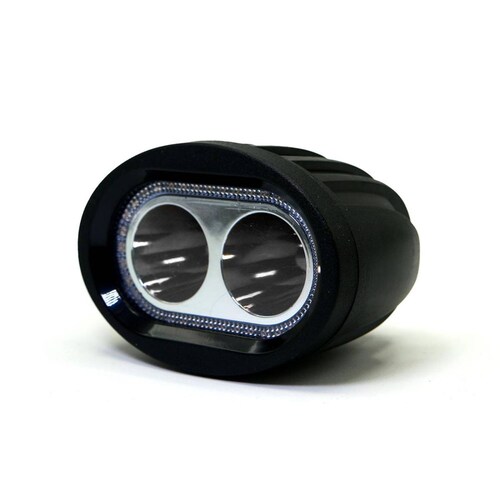 Faro Para Moto Rasen Led 2 Ojos Blanco, Contorno De Angel Con Luz Alta, Baja Y Estrobo      