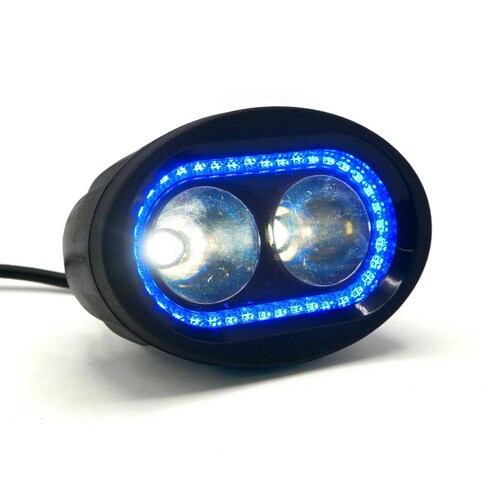 Faro Para Moto Rasen Led 2 Ojos Blanco, Contorno De Angel Con Luz Alta, Baja Y Estrobo      