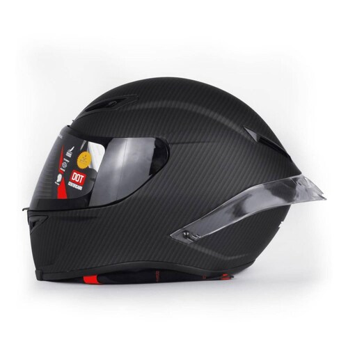 Casco Para Moto Rasen Cerrado Fibra De Carbono Certificado Dot              Negro