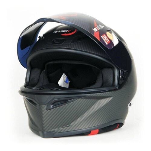 Casco Para Moto Rasen Cerrado Fibra De Carbono Certificado Dot              Negro