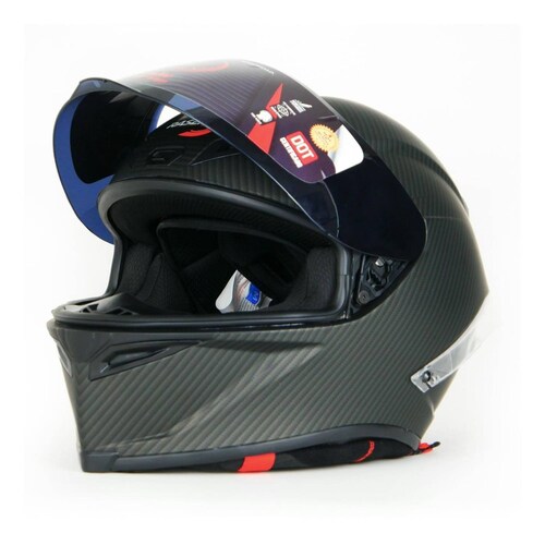 Casco Para Moto Rasen Cerrado Fibra De Carbono Certificado Dot              Negro