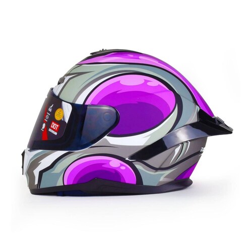 Casco Para Moto Rasen Cerrado Morado Con Gris Y Blanco Certificado Dot            Violeta