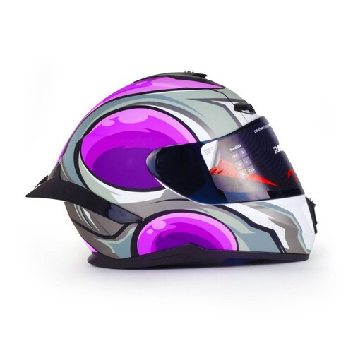Casco Para Moto Rasen Cerrado Morado Con Gris Y Blanco Certificado Dot            Violeta
