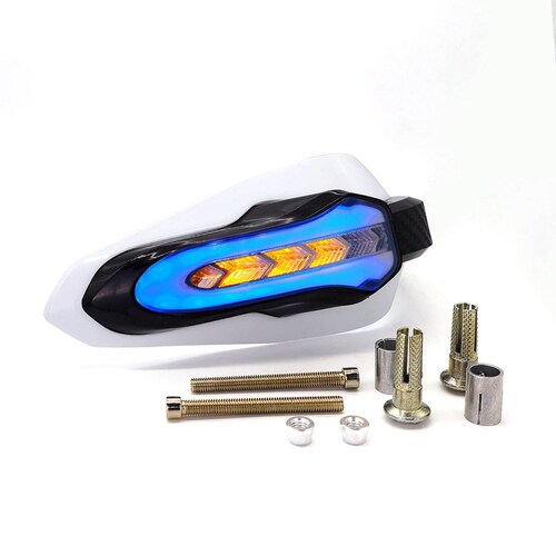 Protector De Puños Para Moto Rasen Deportivo Color Negro Con Intermitente            Blanco
