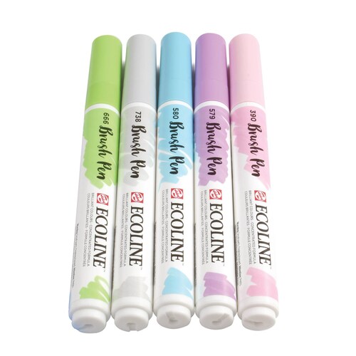 Estuche Con 5 Marcadores Ecoline Brush Pen Tonos Pastel #11509901