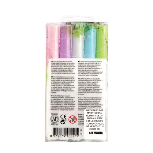 Estuche Con 5 Marcadores Ecoline Brush Pen Tonos Pastel #11509901