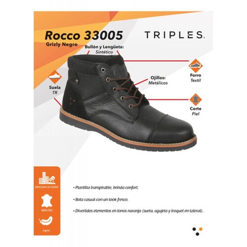 Bota Triples Hombre Casual Piel Rocco 33005