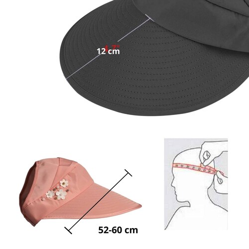 Sombrero Para Sol Dama Playa Primavera Verano Protección Uv (Negro).