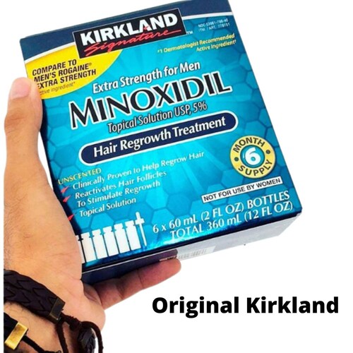 Minoxidil 5% 6 Cajas Para Crecimiento Capilar Barba Y Bigote, Disminuye la pérdida de cabello, Kirkland Signature.
