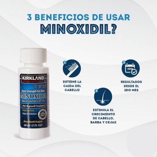 Minoxidil 5% 6 Cajas Para Crecimiento Capilar Barba Y Bigote, Disminuye la pérdida de cabello, Kirkland Signature.