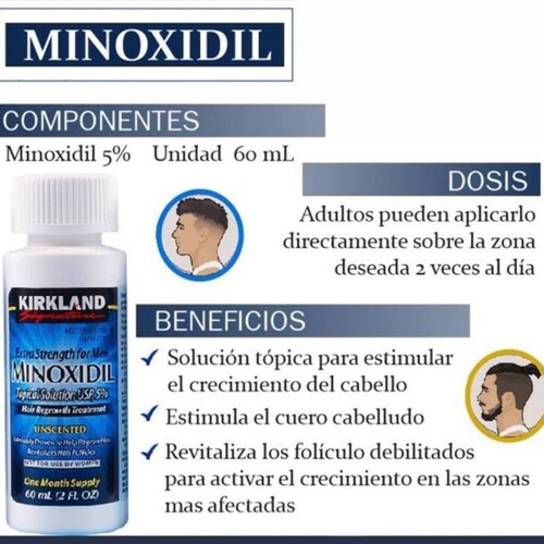 Minoxidil 5% 6 Cajas Para Crecimiento Capilar Barba Y Bigote, Disminuye la pérdida de cabello, Kirkland Signature.
