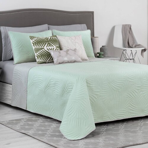Edredón Ligero King Size Doble Vista con Fundas Menta - Gris REAL TEXTIL