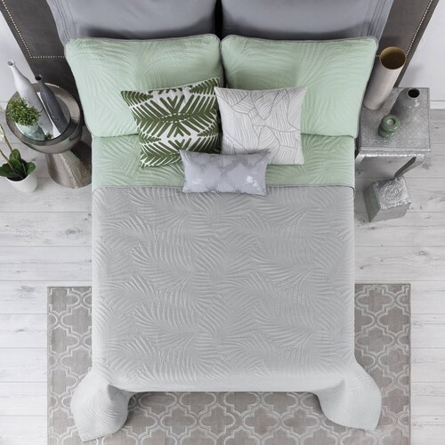 Edredón Ligero King Size Doble Vista con Fundas Menta - Gris REAL TEXTIL