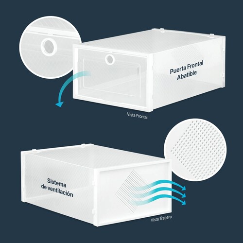 Organizador / Estante De Zapatos Set 12 Cajas Apilables para Multiusos Blanco ESQUIMAL.