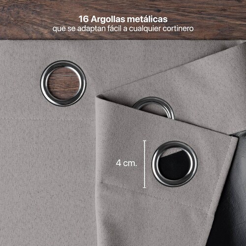 Cortinas 100% Blackout Textura Lino 2.80x2.20m Gris oscuro ESQUIMAL