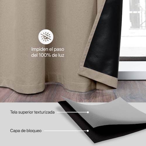 Cortinas 100% Blackout Textura Lino 2.80x2.20m Café ESQUIMAL