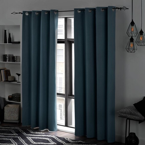Cortinas 100% Blackout Textura Lino 2.80x2.20m Azul ESQUIMAL