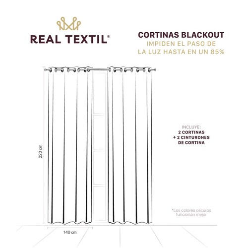 Cortina Blackout 2.80x2.20m - 2 Paneles Beige REAL TEXTIL