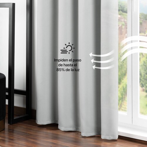 Cortina Blackout 2.74x2.13m - 2 Paneles Gris claro REAL TEXTIL