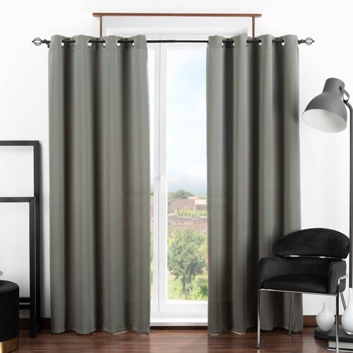 Cortina Blackout 2.74x2.13m - 2 Paneles Gris oscuro REAL TEXTIL