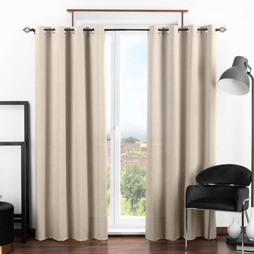 Cortina Blackout 2.74x2.13m - 2 Paneles Beige REAL TEXTIL