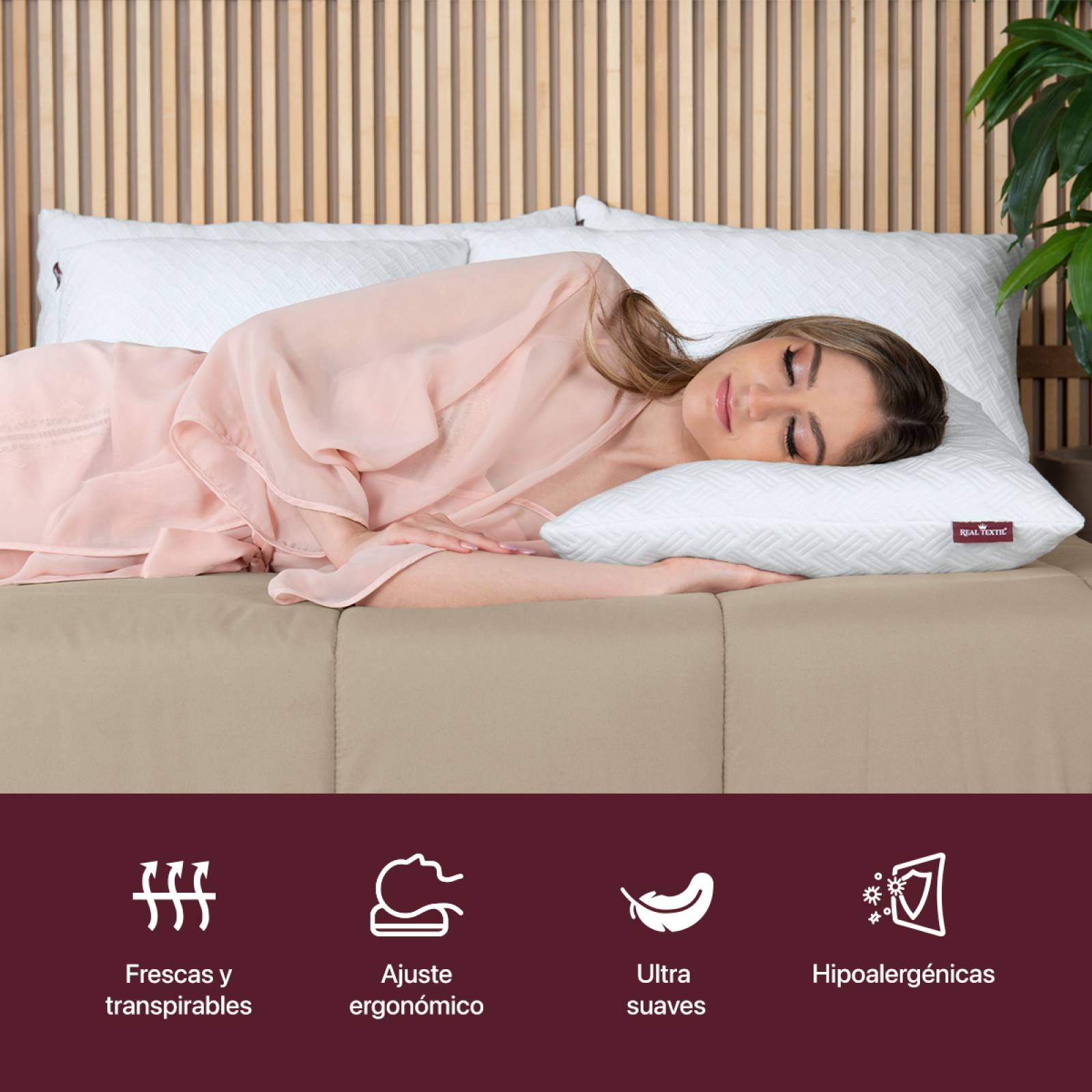 Almohada Memory Foam Ajustable Est ndar C funda REAL TEXTIL