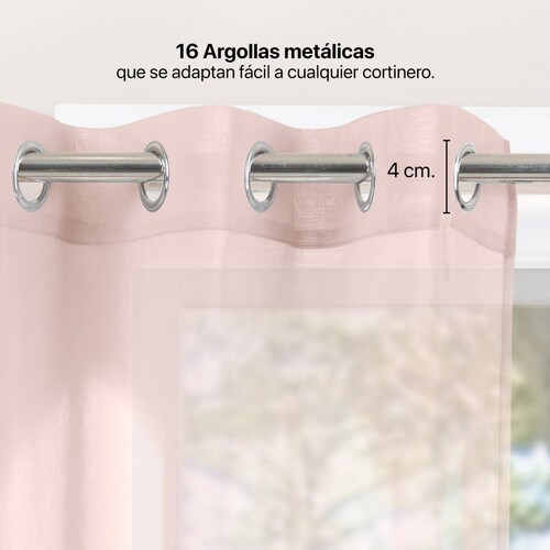 Cortina Translúcida 2.80 X 2.30m Con Argollas Rosa REAL TEXTIL