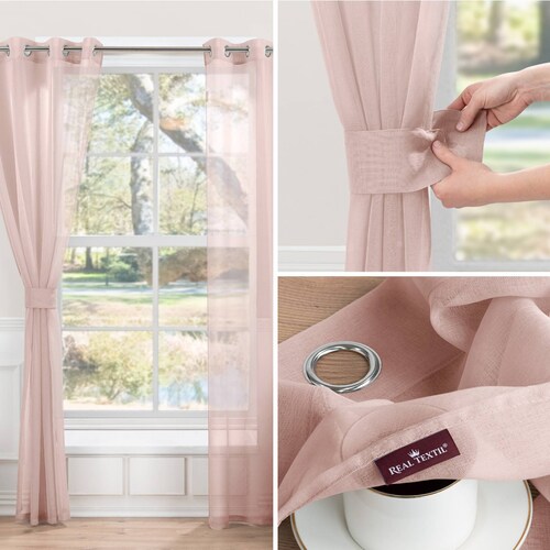 Cortina Translúcida 2.80 X 2.30m Con Argollas Rosa REAL TEXTIL