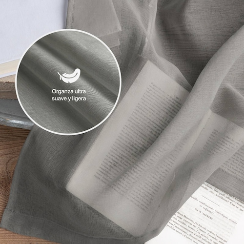 Cortina Translúcida 2.80 X 2.30m Con Argollas Gris oscuro REAL TEXTIL