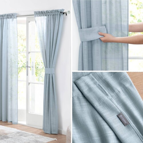 Cortina Translúcida Tipo Lino - 2.70m X 2.30m Azul ESQUIMAL