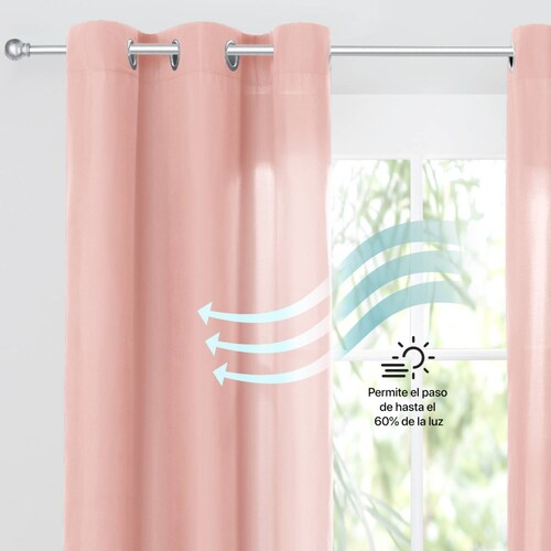 Cortina 2.36x1.80m Con Argollas Rosa REAL TEXTIL