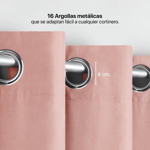 Cortina 2.36x1.80m Con Argollas Rosa REAL TEXTIL
