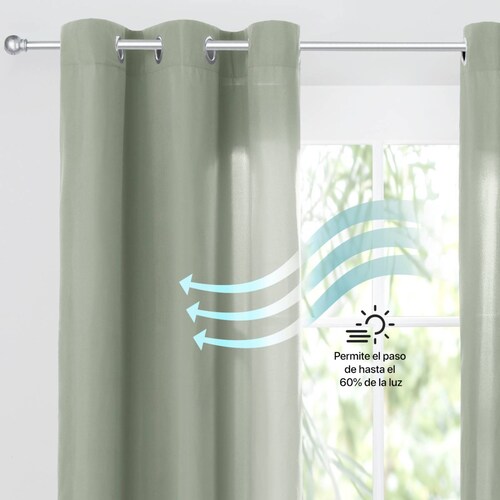 Cortina 2.36x1.80m Con Argollas Verde Seco REAL TEXTIL
