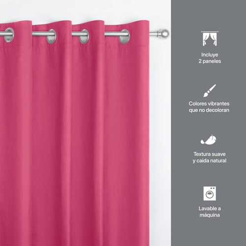 Cortina 3.00x2.30m Con Argollas Fucsia REAL TEXTIL