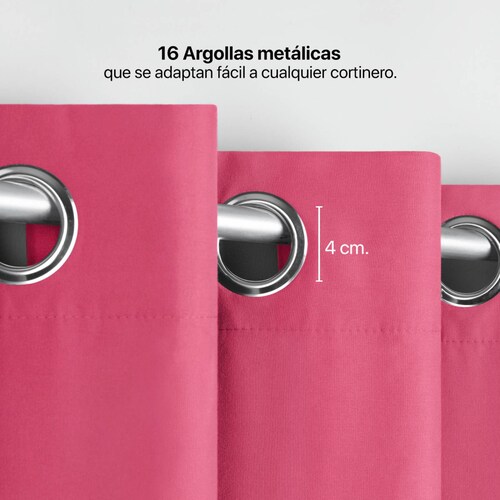 Cortina 3.00x2.30m Con Argollas Fucsia REAL TEXTIL