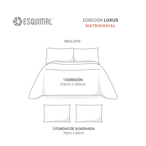 Edredón Ligero Matrimonial Luxus con 2 Fundas Lulu ESQUIMAL