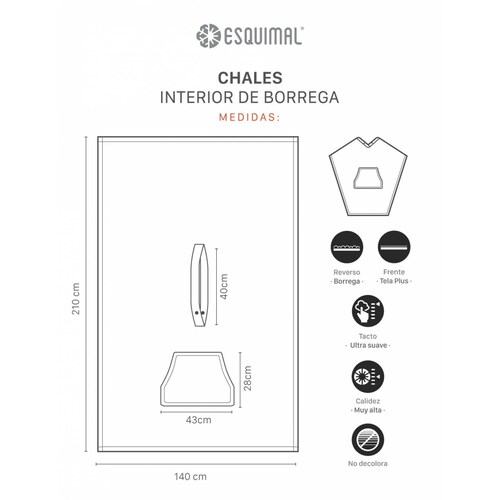 Cobija Cobertor Tipo Chal / Poncho Para Hombre - Gris Oxford ESQUIMAL