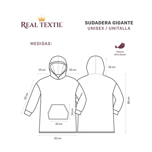 Sudadera Gigante Con Capucha De Borrega Para Mujer - Hueso REAL TEXTIL