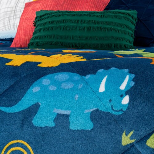 Cobertor Borrega Matrimonial Infantil - Dinosaurios ESQUIMAL.