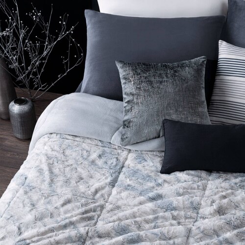 Cobertor King Size Jumbo Edredón Invernal Luxus Afelpado Carrara (blanco-gris) ESQUIMAL