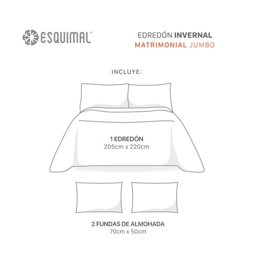 Cobertor Matrimonial Jumbo Edredón Invernal Luxus + Fundas Acero ESQUIMAL