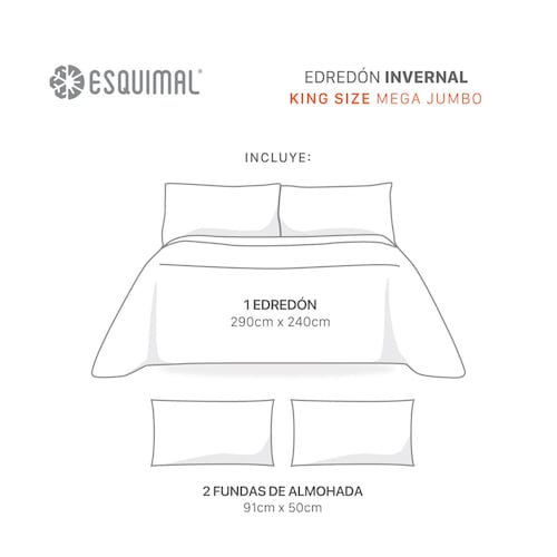 Cobertor King Size Mega Edredón Invernal Luxus con Fundas Bora ESQUIMAL